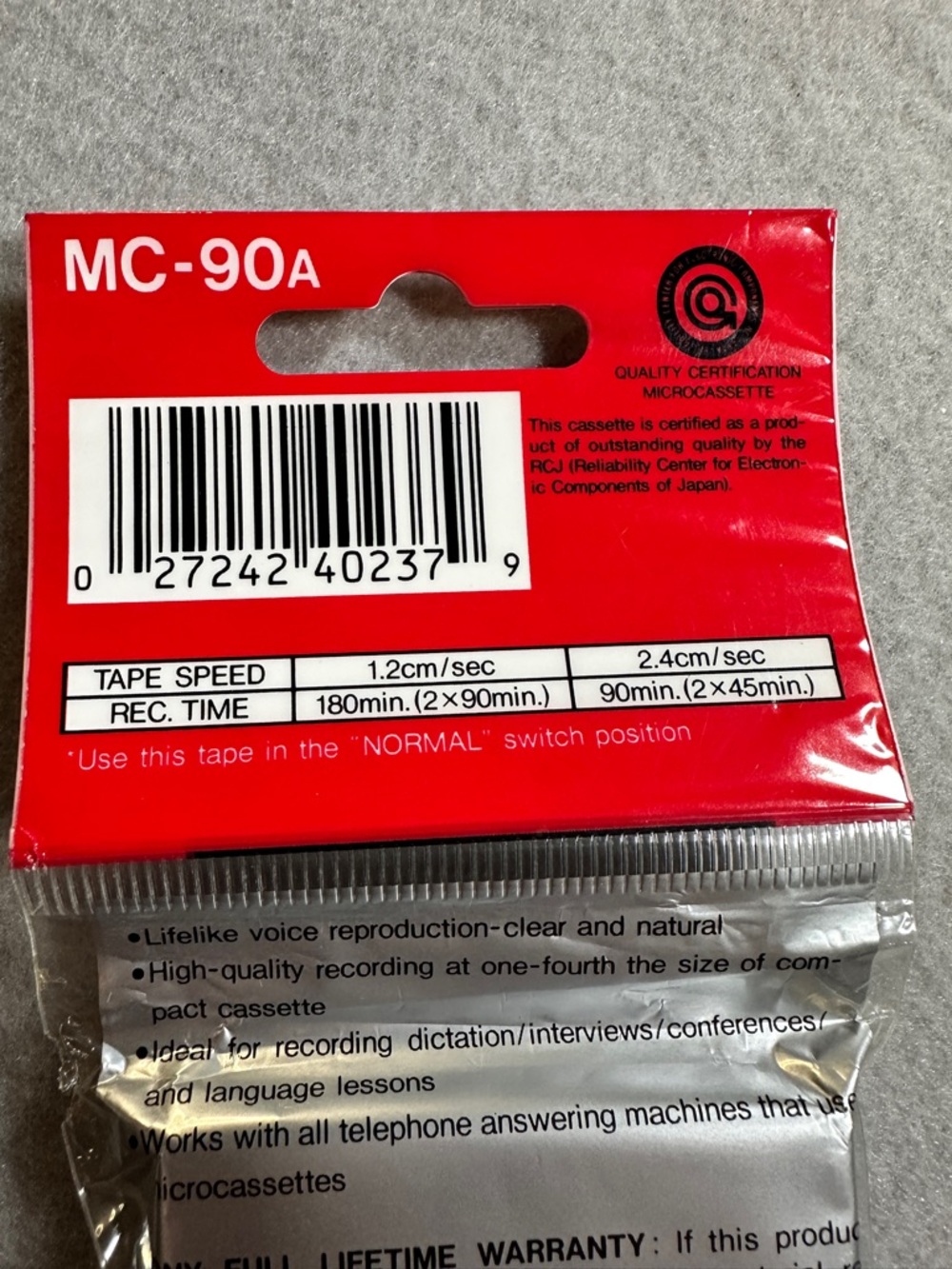 Sony MC-90 Microcassette 180 Min Voice Recorder Tape New Sealed - Picture 5 of 6